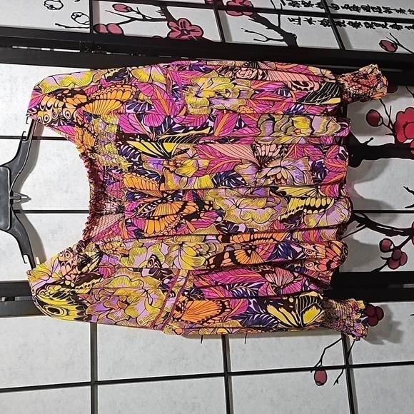 Anthropologie‎ Alexandra Farmer Puff Sleeve Butterfly Blouse Pink Size XS - Picture 10 of 10